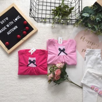 áo cotton vạt xòe ly ngực nơ cổ